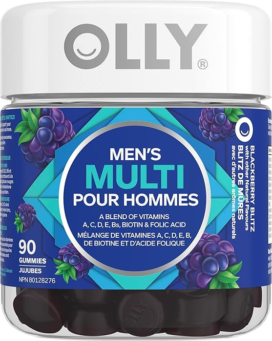 OLLY Men's Multi Gummy Supplement with no artificial flavours and colours Blackberry Blitz multiv... | Amazon (CA)