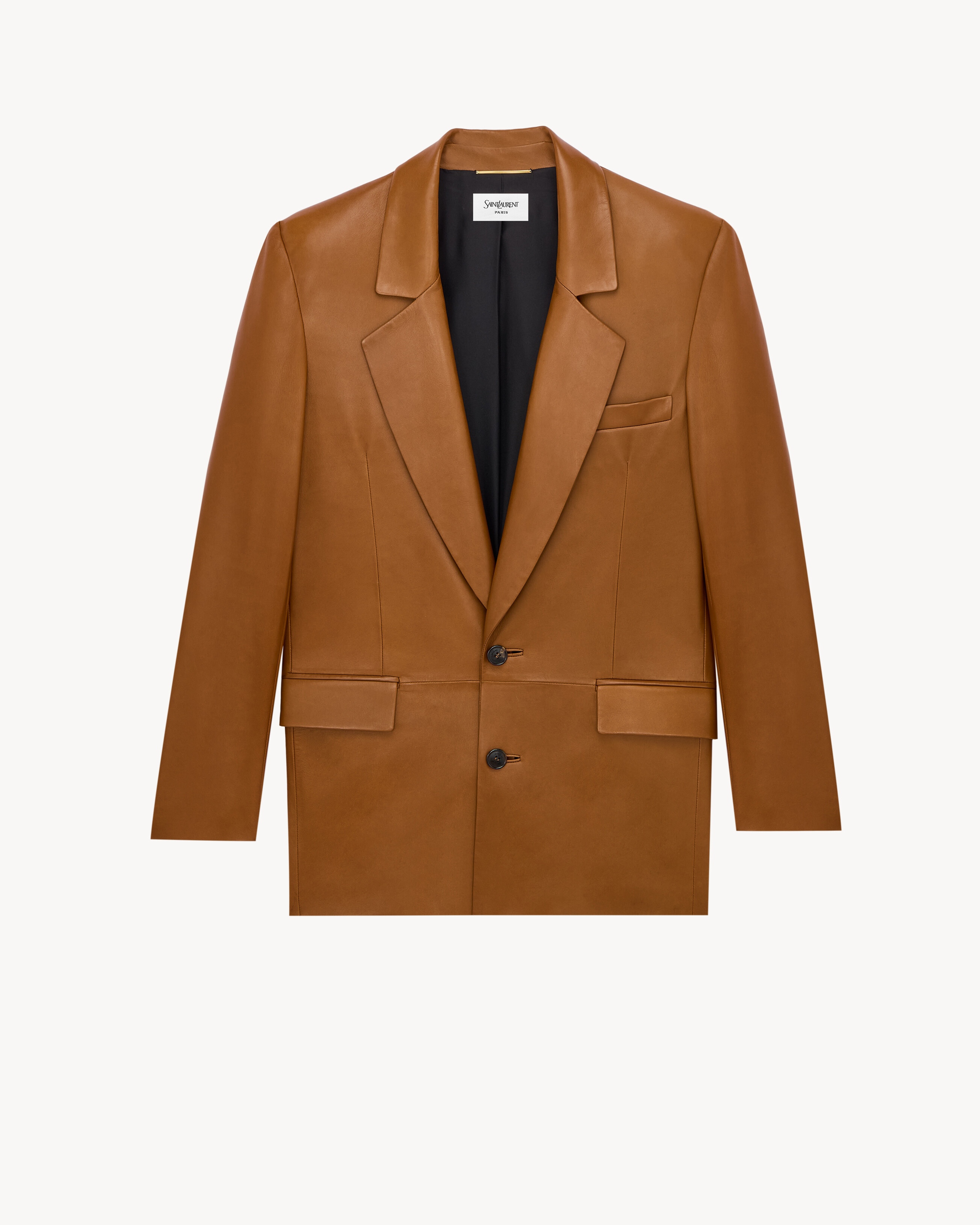 single-breasted jacket in plunged lambskin | Saint Laurent Inc. (Global)