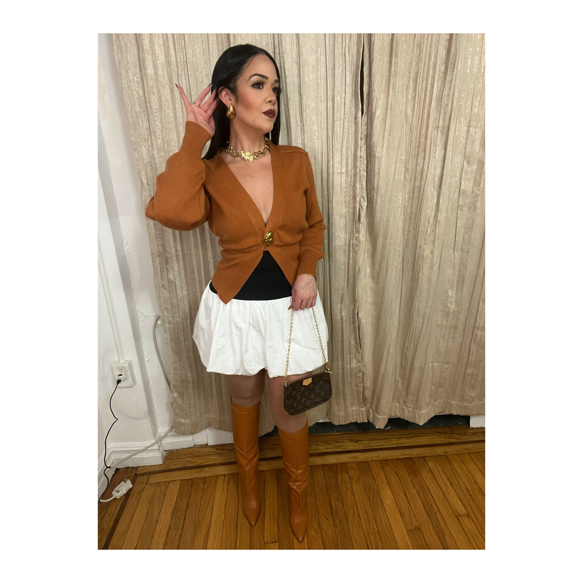 Cute Fall Outfit‼️ find full outfit at shopmicas.com, Amazon.com or urbanrevivo.com  Top size small bottom medium. 160 lbs. 5’5” shoes find at shein.com size 8. The Louis Vuitton bag is actually the second part to Multi Pochette. However the bag below attach will do just fine! 

#LTKCyberWeek 

#LTKHoliday #LTKParties
