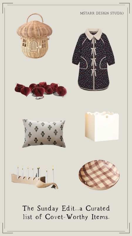 The Sunday Edit…a curated collection of covet worthy items. 

#thegreat reversible quilted jacket, #luluandgeorgia menorah, #danieloakleyinteriorsinc floral pillow, #terrain gingham serving plate, #okausa honeycomb red garland, #amazon rattan storage basket, #westelm storage basket



#LTKhome #LTKunder50 #LTKHoliday