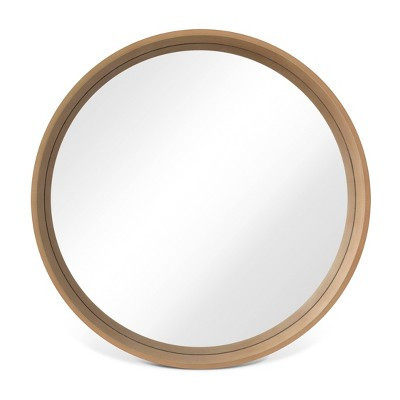 28" Wood Round Mirror Natural - WallBeyond | Target