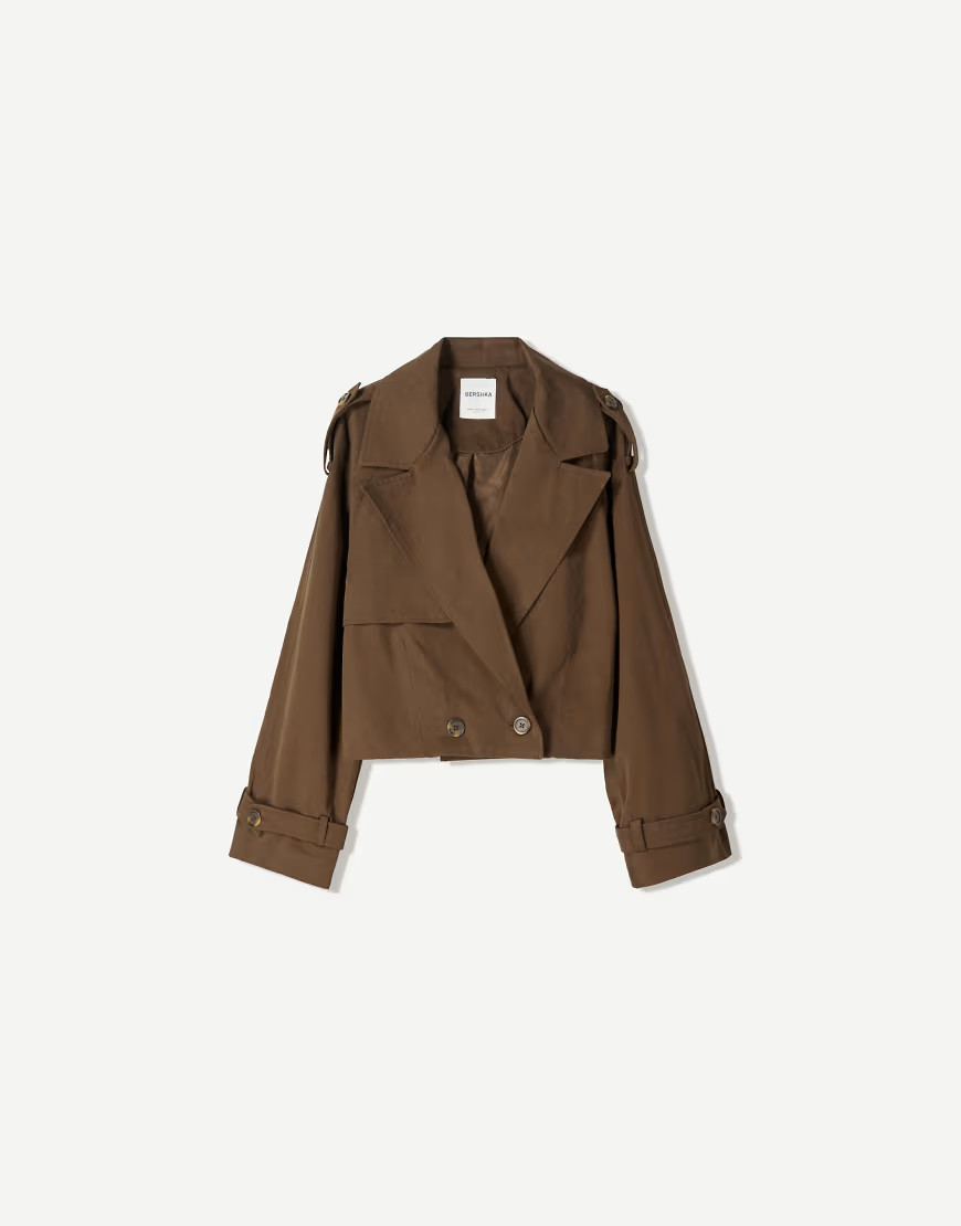 Bershka short trench jacket in brown | ASOS (Global)