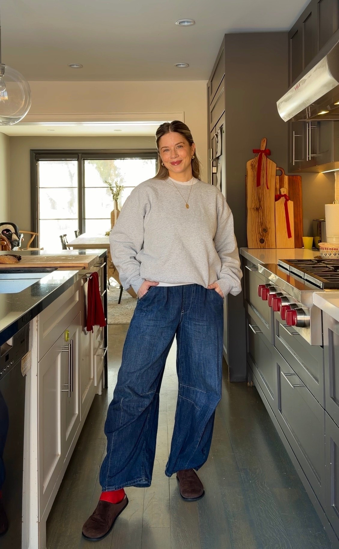 Sized up 2 sizes to a L in the sweater and took a small regular in the jeans 

#LTKjeans #LTKcanada #LTKwinter