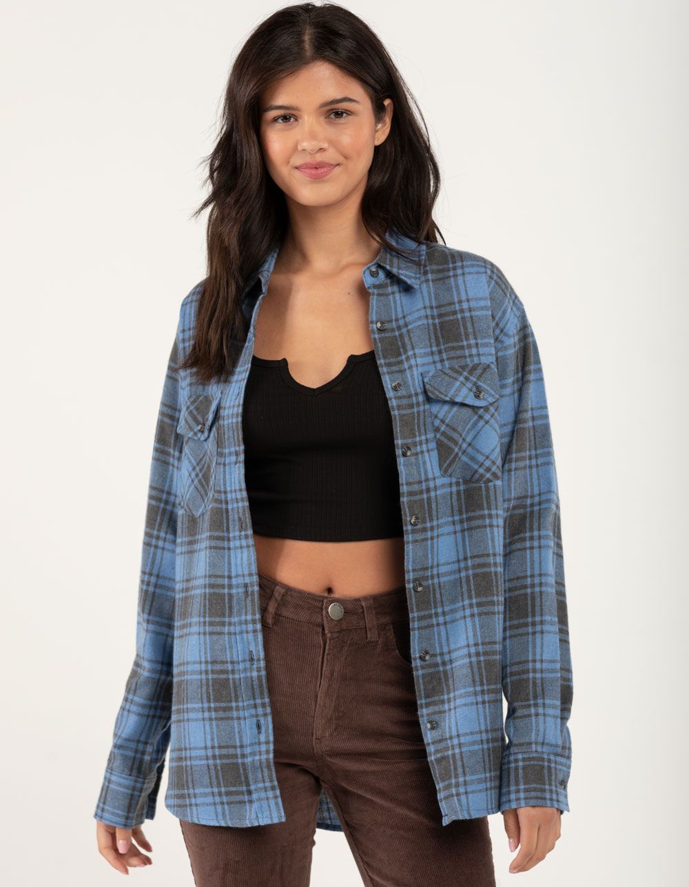 RSQ Womens Oversized Flannel - GRAY COMBO | Tillys | Tillys