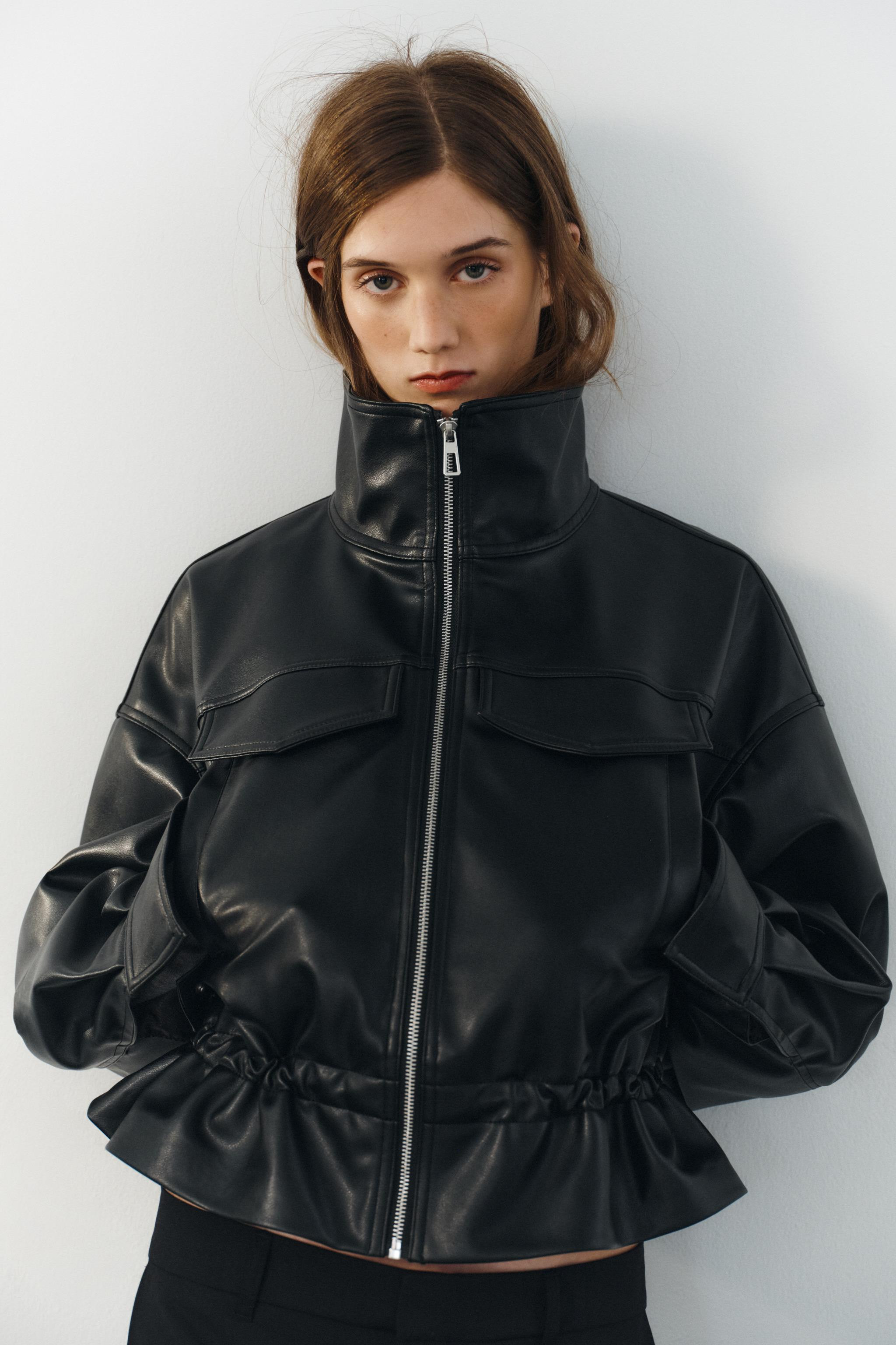 ADJUSTABLE WAIST LEATHER EFFECT JACKET | Zara UK