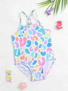 Baby Allover Print Criss Cross Back One Piece Swimsuit | SHEIN