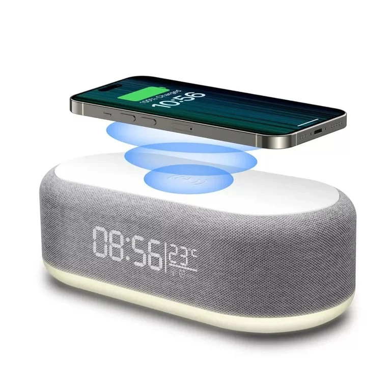 4 in 1 Multi-Function Alarm Clock Display Wireless Charging for Smartphones Bedside Light (White) | Walmart (US)