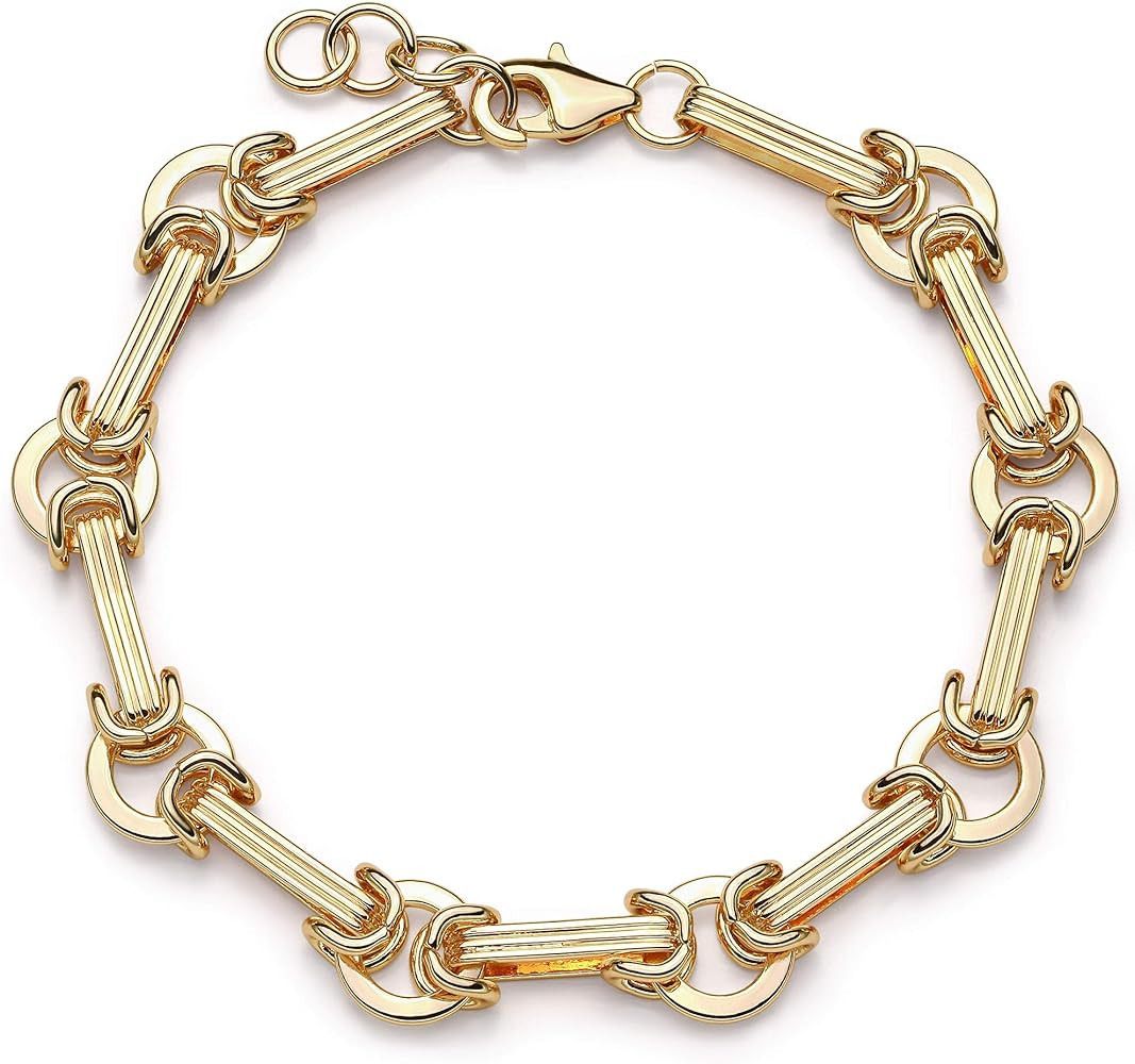 Mevecco Gold Beaded Bracelets,18K Gold Plated Handmade Cute Satellite Diamond Cut Oval and Round ... | Amazon (US)