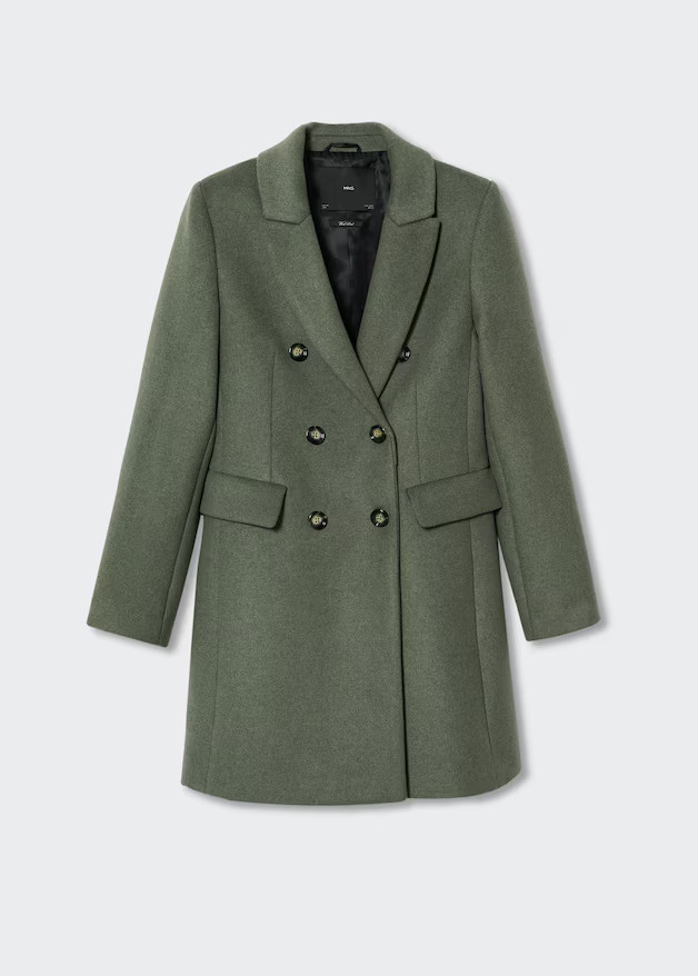 Wool double-breasted coat | MANGO (US)