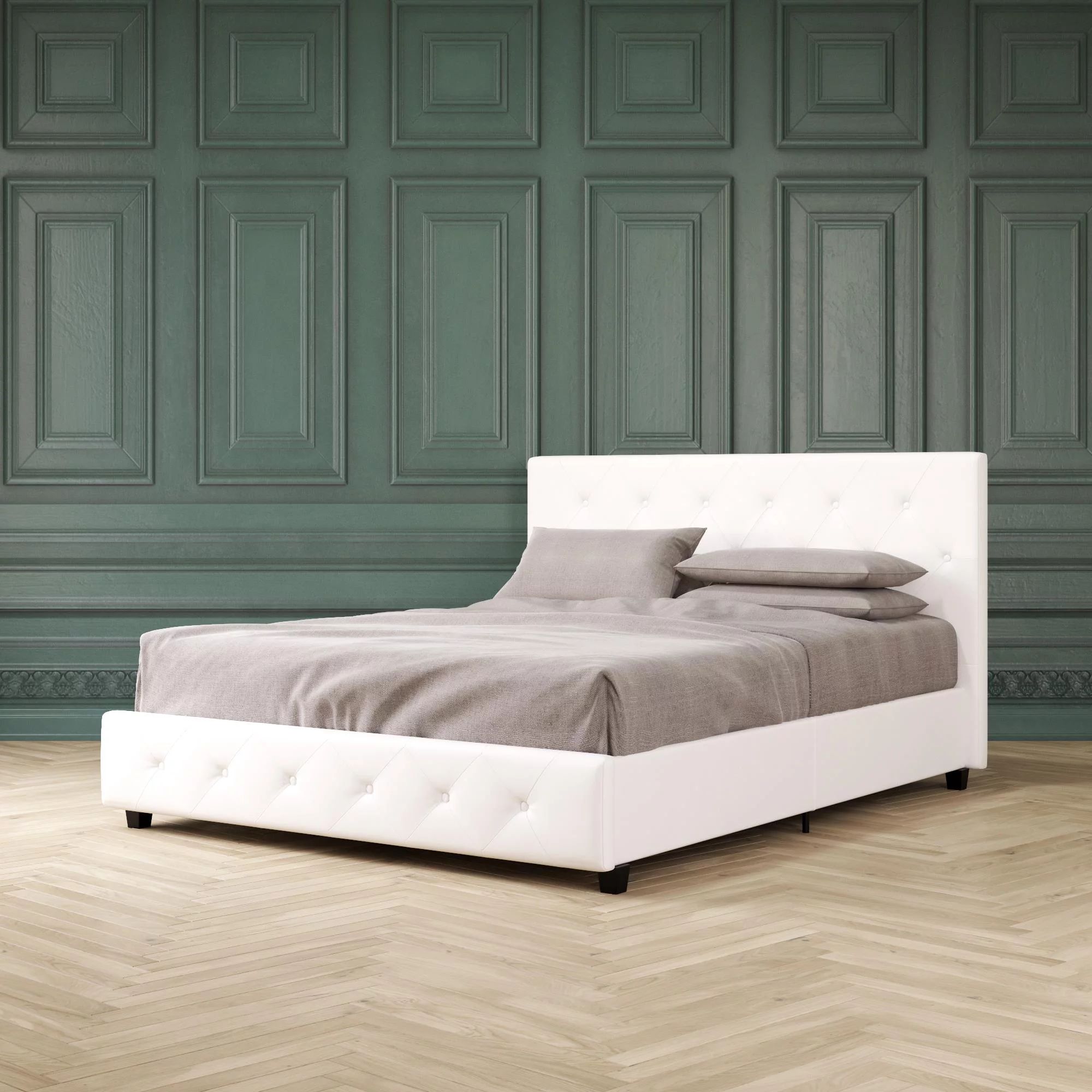DHP Dakota Upholstered Faux Leather Platform Bed, King, White | Walmart (US)