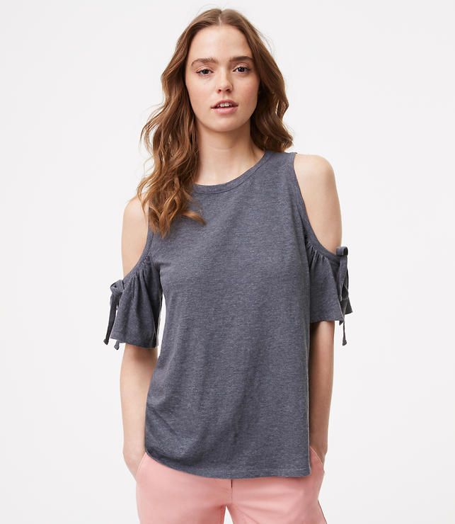 Tie Cold Shoulder Tee | LOFT