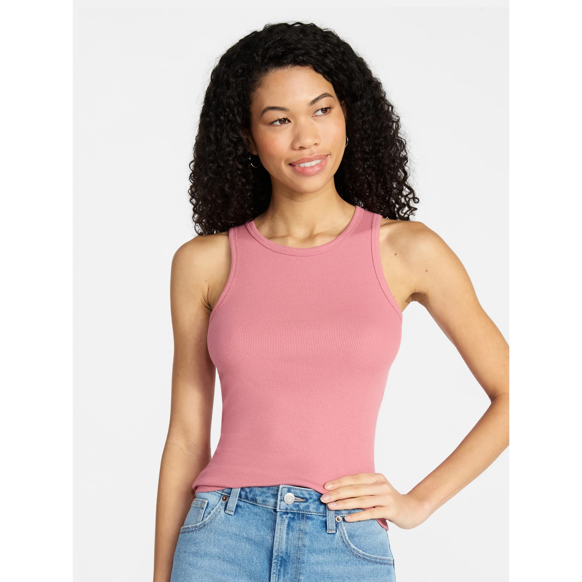 No Boundaries Ribbed High Neck Tank Top, Women's XXS-XXL | Walmart (US)