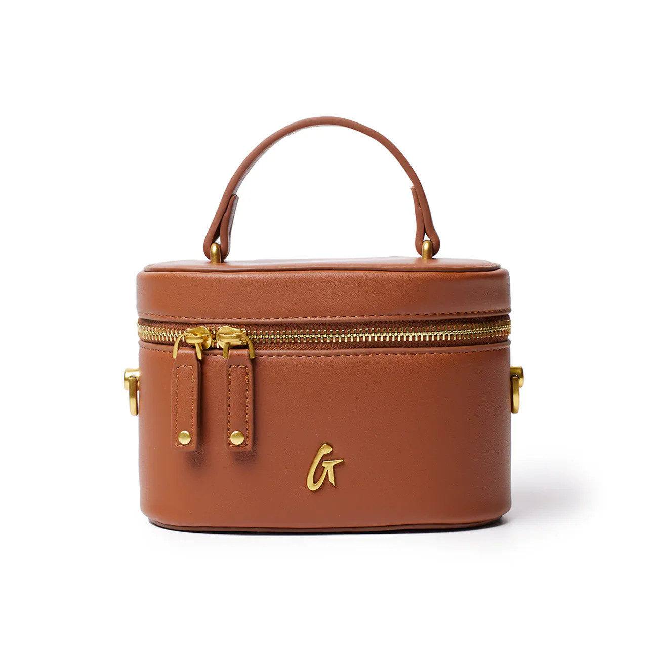 MINI SMOOTH GOLD VANITY BAG - BROWN | Glam-Aholic Lifestyle