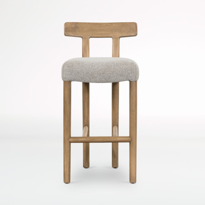 Ziady Brunswick Pebble Upholstered Wood Bar Stool | Crate and Barrel | Crate & Barrel