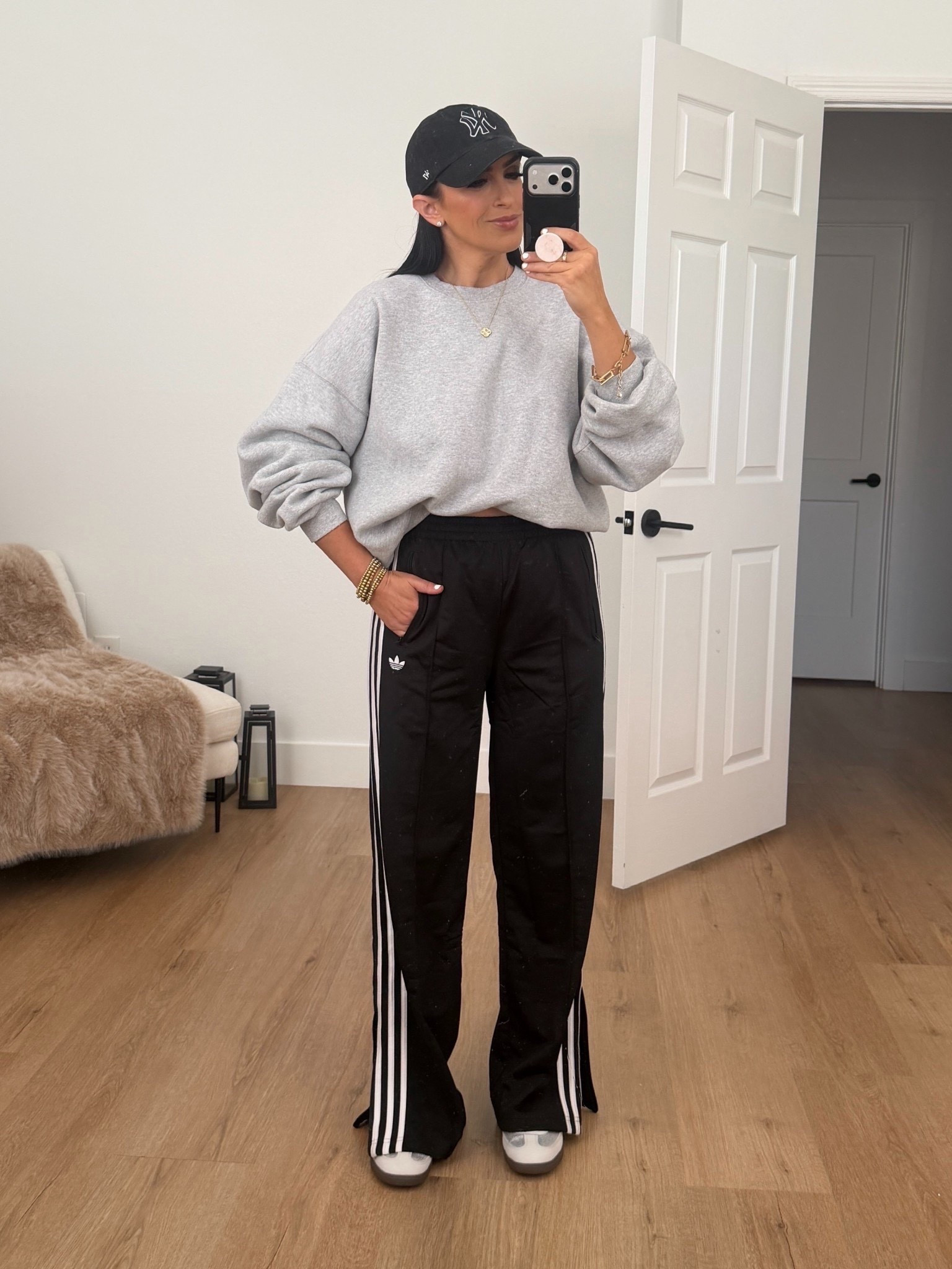 Adidas firebird loose track pants black wearing size small 