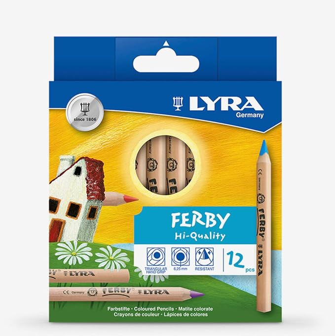 Lyra Ferby Giant Triangular Colored Pencils - Set of 12 Short Colored Pencils with A 6.25mm Core ... | Amazon (US)