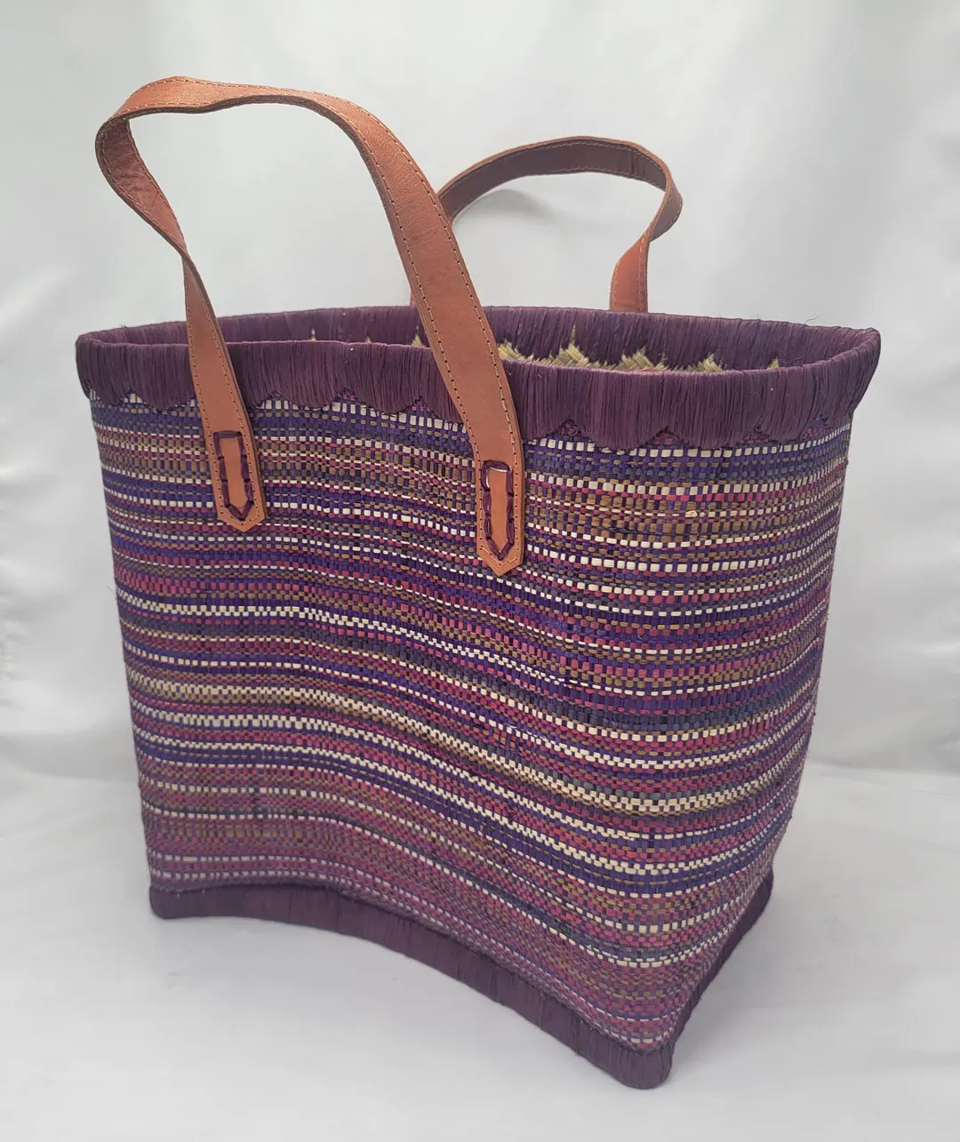 Purple Striped Raffia Tote Bag - Handmade Malagasy Raffia Bag - Etsy | Etsy (US)