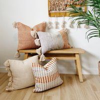 Spring Pillow Combo, Set4 Throw Pillows, Pastel Farmhouse Orange Peach Rust Neutral Sofa Combination | Etsy (US)