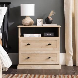 Welwick Designs Farmhouse White Oak 2 Drawer 26 in. W Nightstand HD8278 - The Home Depot | The Home Depot