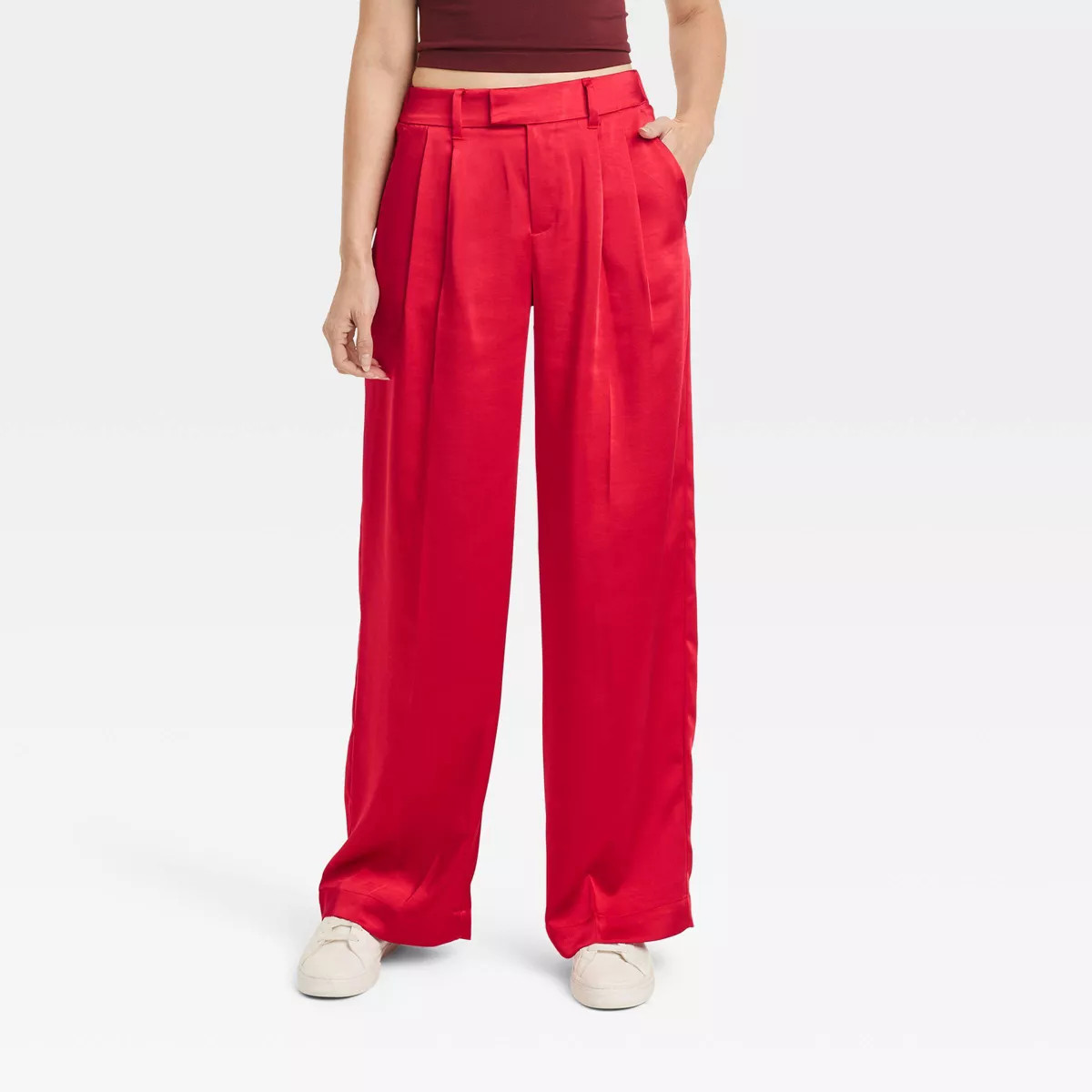 Women's High-Rise Wide Leg Satin Pants - A New Day™ | Target