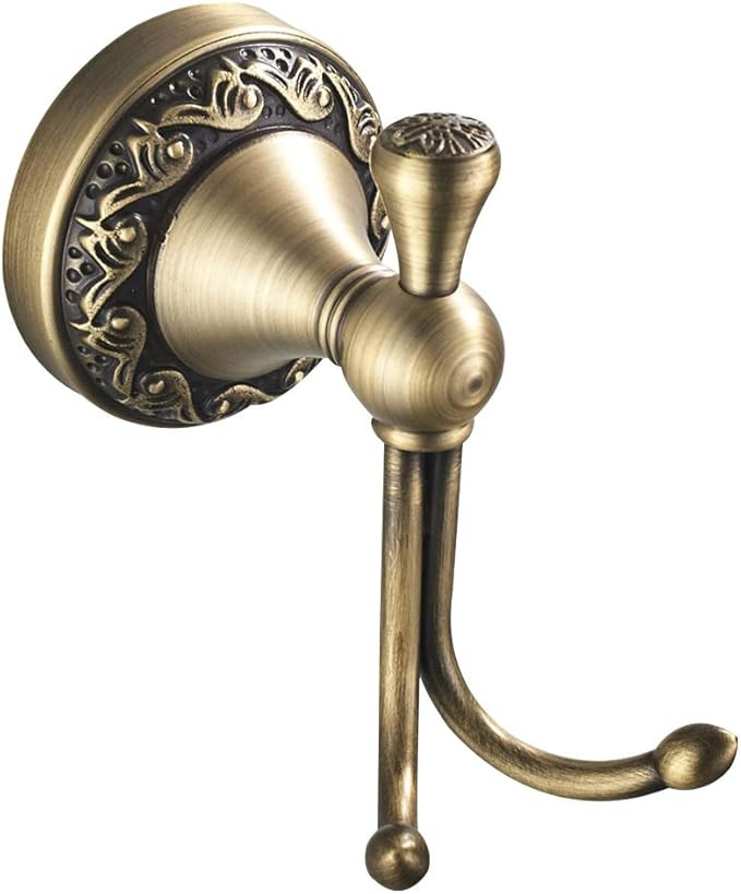 Leyden Antique Brass Towel Hook, Bathroom Robe Hooks, Brushed Double Coat Clothes Hanger Hook Vin... | Amazon (US)