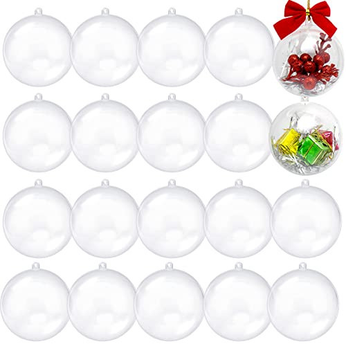20 Pcs Clear Christmas Ornaments Plastic Fillable Christmas Ball Ornaments DIY Crafts for Christmas, New Year, Holiday, Wedding and Home Decor (8cm) | Amazon (US)