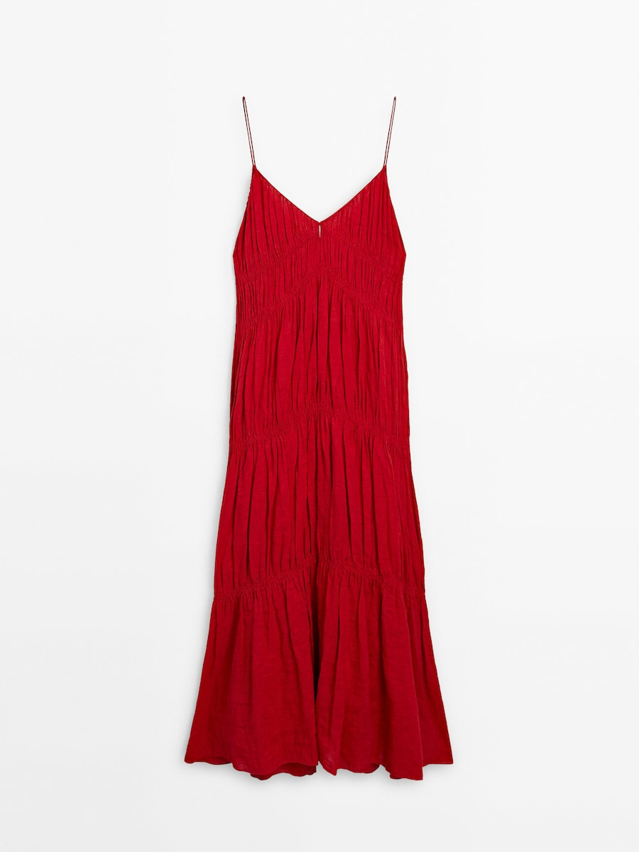 Strappy dress with gathered detailing | Massimo Dutti UK
