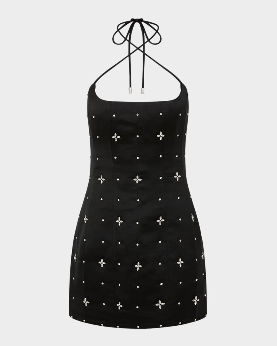 REBECCA VALLANCE Eclipse Crystal-Embellished Halter Mini Dress | Neiman Marcus
