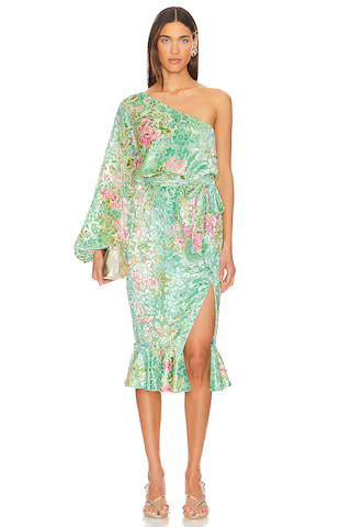 HEMANT AND NANDITA x REVOLVE Veena Midi Dress in Teal Floral from Revolve.com | Revolve Clothing (Global)