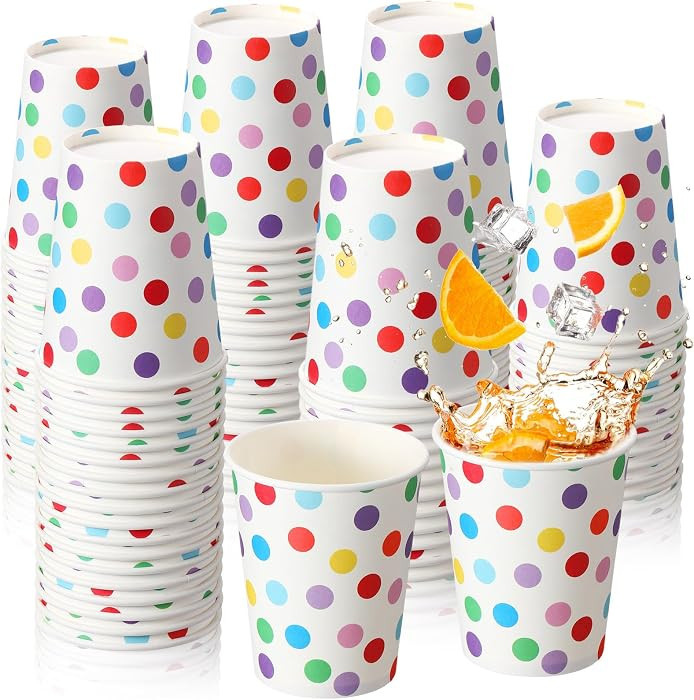 Sieral 100 Pcs White Rainbow Colorful Disposable Paper Cups Back to School Polka Dot Shot 9 oz Co... | Amazon (US)