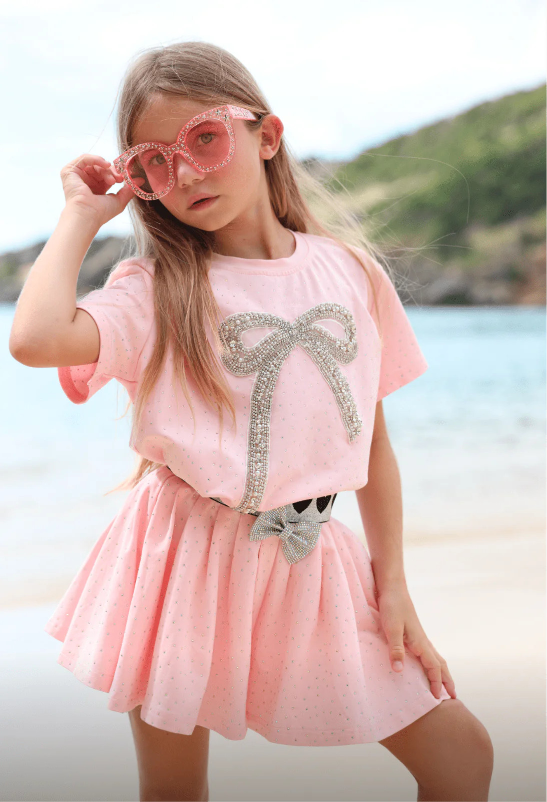 Pink Crystal Bow Short Set | Lola + The Boys