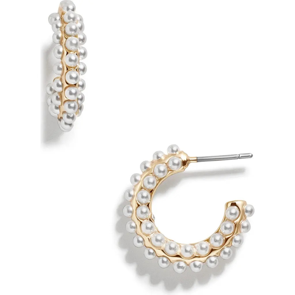 BaubleBar Nina Imitation Pearl Hoop Earrings at Nordstrom | Nordstrom