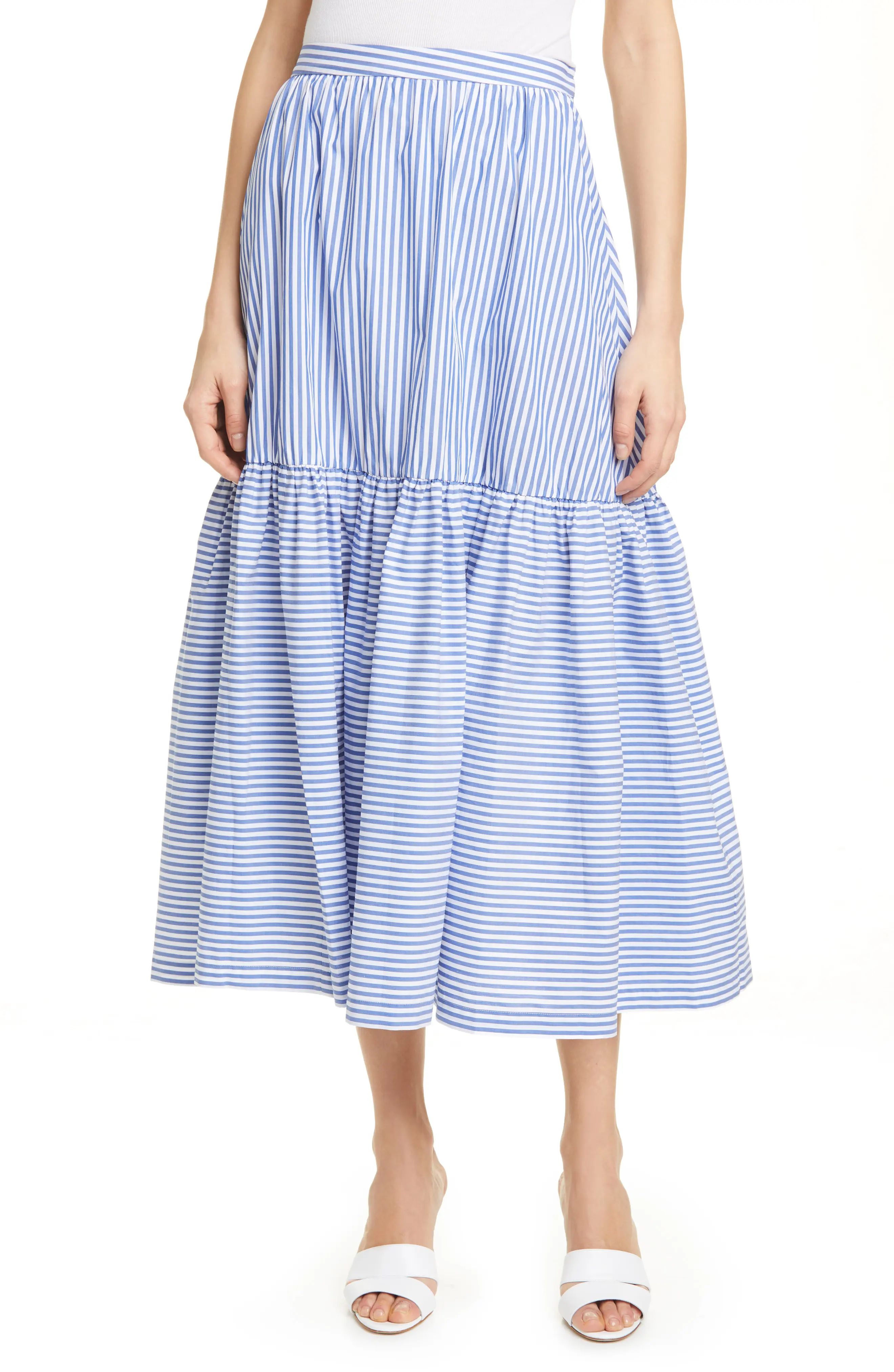 Women's Staud Orchid Stripe Skirt, Size 8 - Blue | Nordstrom