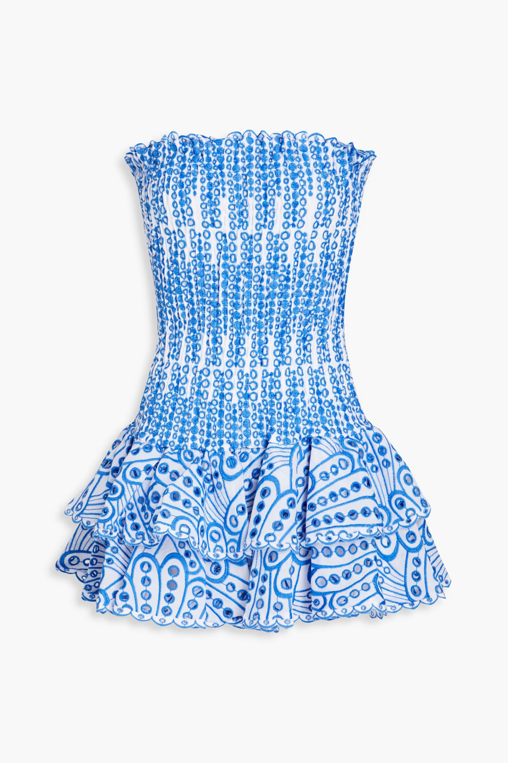 Megan strapless tiered broderie anglaise cotton-blend mini dress | The Outnet (UK and Europe)
