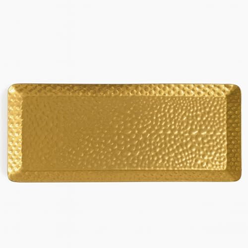 Celmuron Hammered Rectangular Platter Serving Tray, Gold Stainless Steel Decorative Storage Tray,... | Amazon (US)