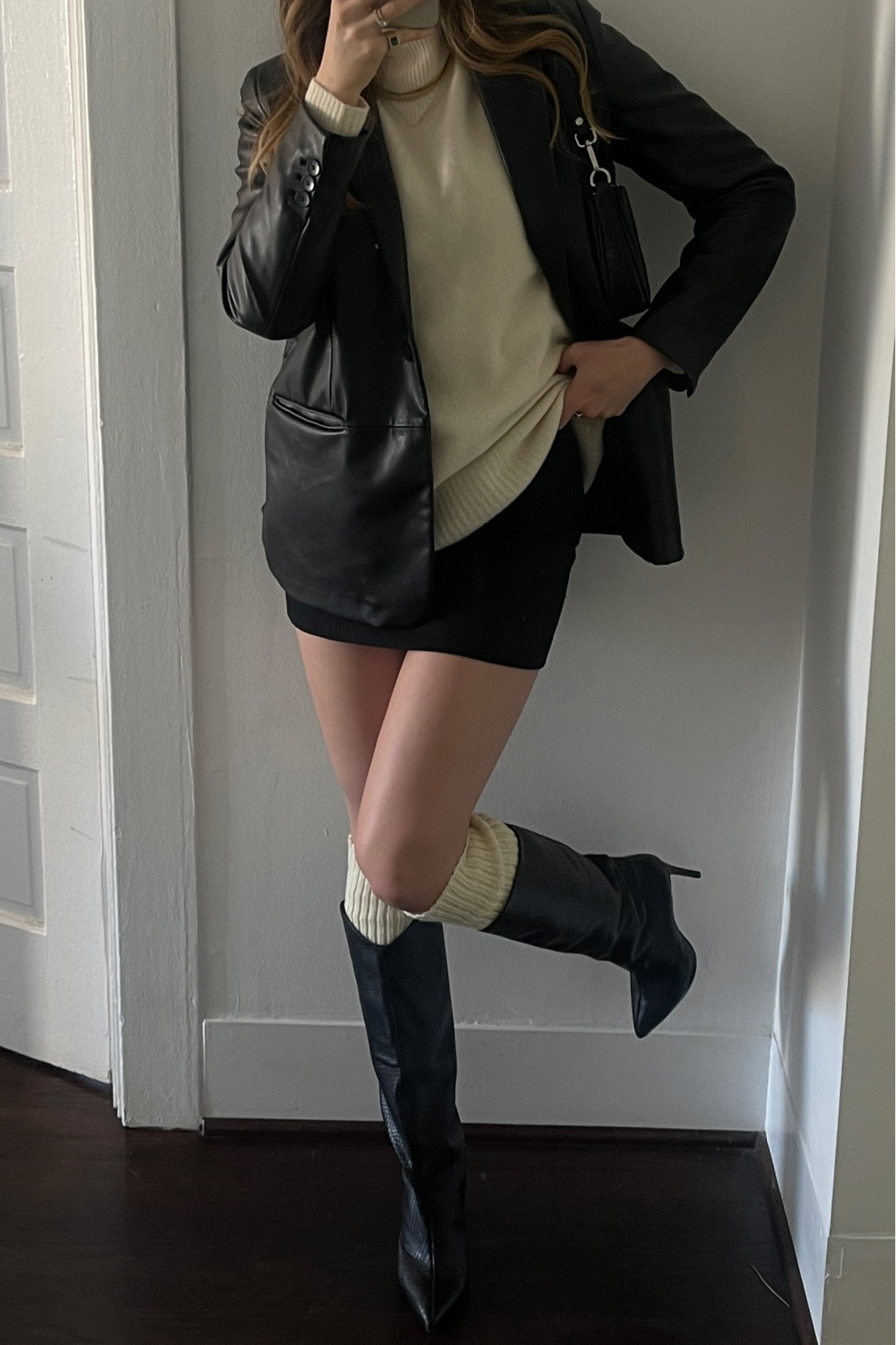 the perfect fall/winter fit 🖤 mini skirt and blazer are zara but i’m linking similar products! leg warmers are handmade on etsy and so so cozy 🥰 

#LTKHoliday #LTKGiftGuide #LTKSeasonal