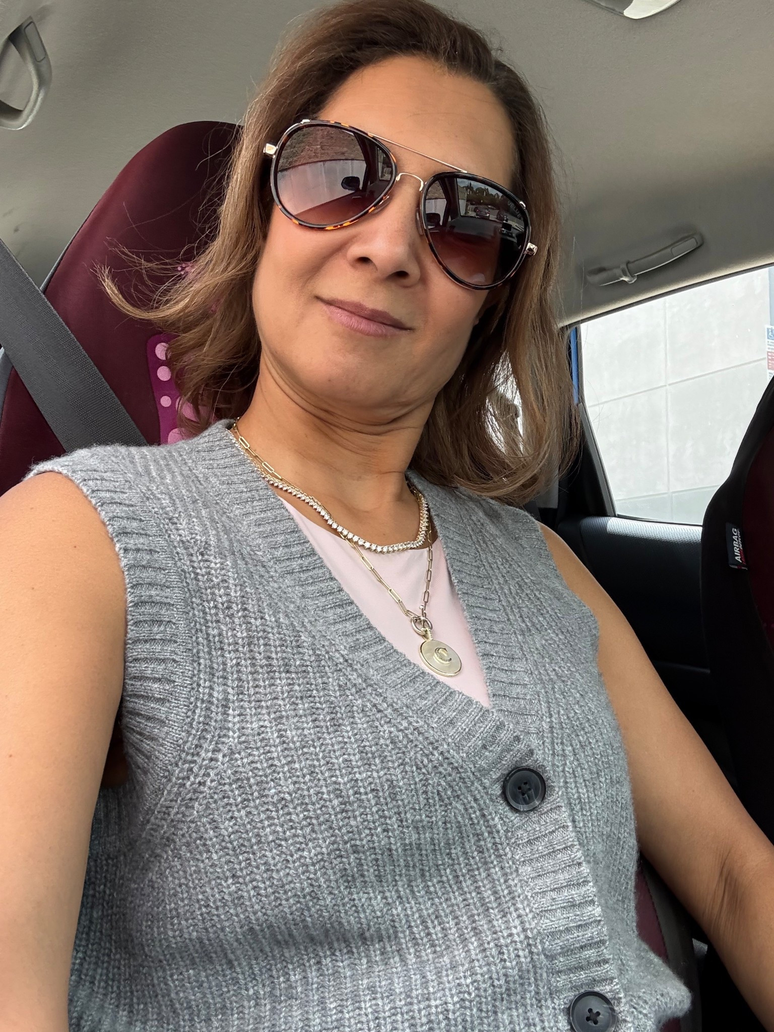 The sun is out after last night’s rain, and I’m appreciating the 100% UV protection on these aviator sunnies. My vest is a Quince find and oh so cozy. I layered it with a pink bodysuit, may favorite necklace stack from Melinda Maria, and a stylish pair of barrel jeans. able style.  Tap to shop; follow for more afford

#LTKSeasonal #LTKootd #LTKOver40