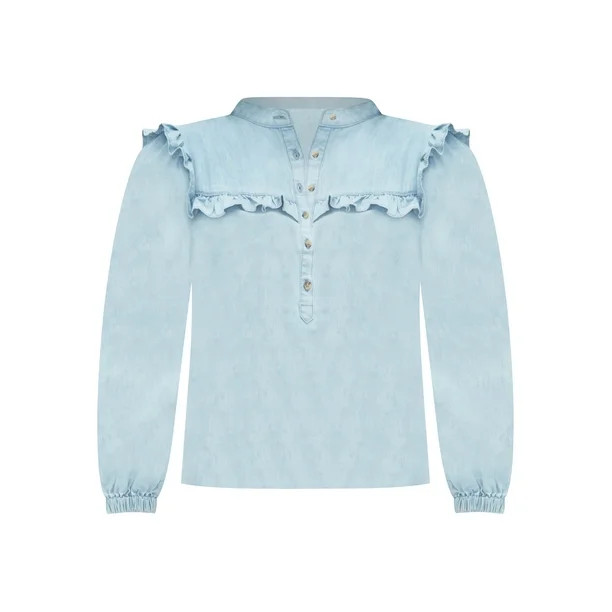 ELOQUII Elements Women's Plus Size Chambray Bib Top - Walmart.com | Walmart (US)