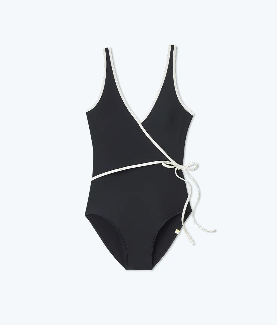 The Contrast Perfect Wrap One-Piece - Sea Urchin & White Sand | SummerSalt