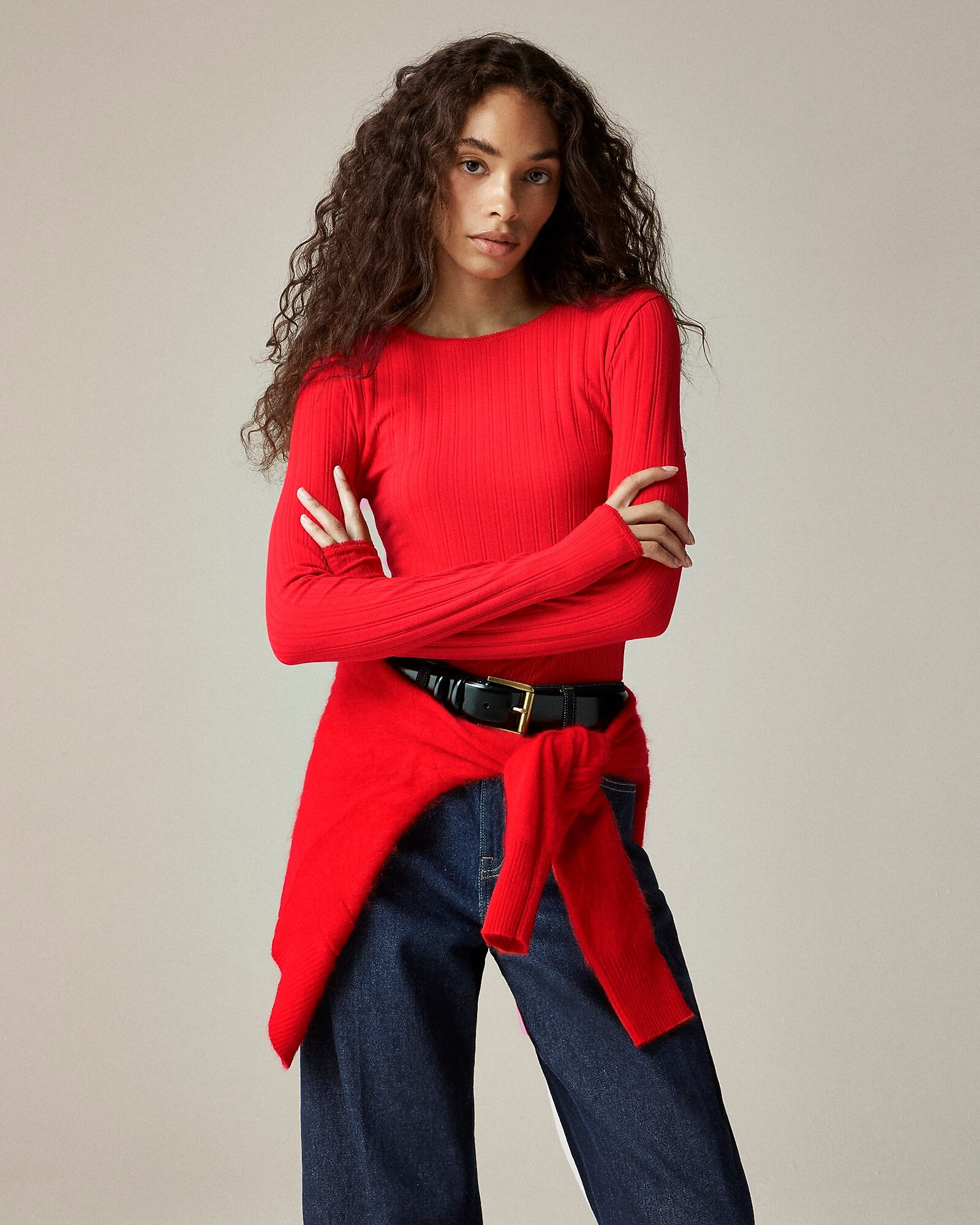 Pointelle long-sleeve T-shirt | J. Crew US