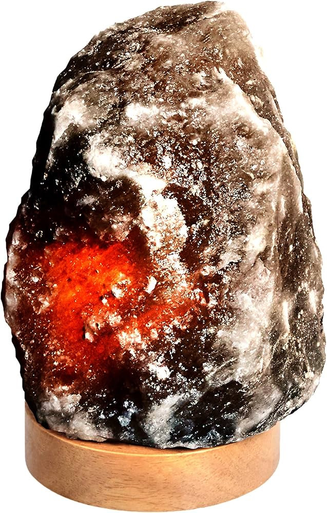 Amazon Basics Natural Himalayan Salt Lamp, Wood Base with Dimmer Switch - Crystal Grey, 5-7 Pound... | Amazon (US)
