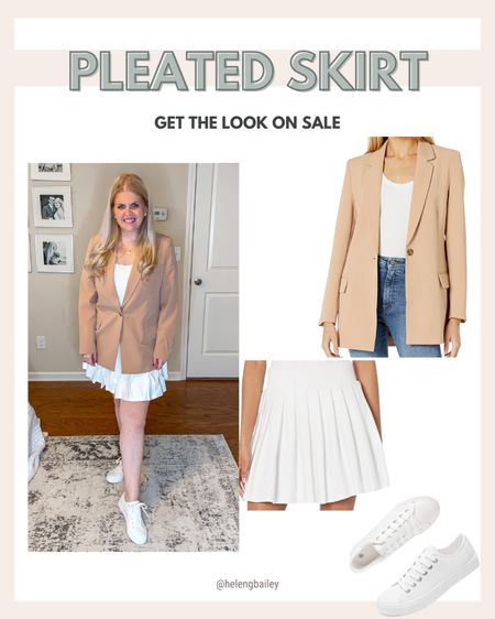 Get the look from the Amazon prime early access sale! The blazer, pleated skirt and tennis shoes are all on sale! I've linked a similar body suit on sale. 

#LTKsalealert #LTKcurves