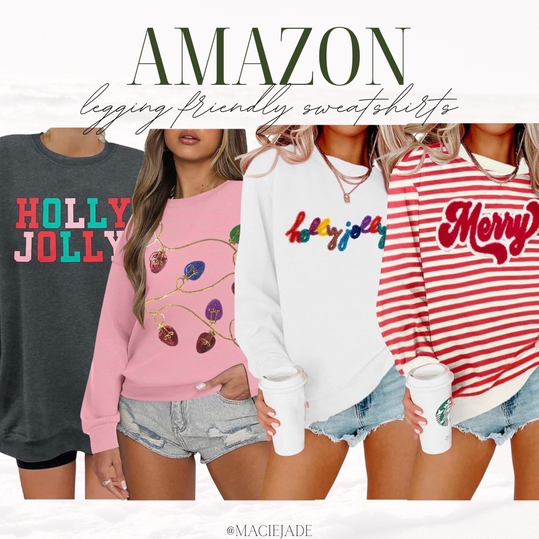 Legging friendly sweatshirts!😍✨ amazon holiday sweatshirts, holiday sweatshirts, cozy sweatshirts, sweatshirts for women, amazon midsize

#LTKFindsUnder50 #LTKMidsize #LTKSeasonal