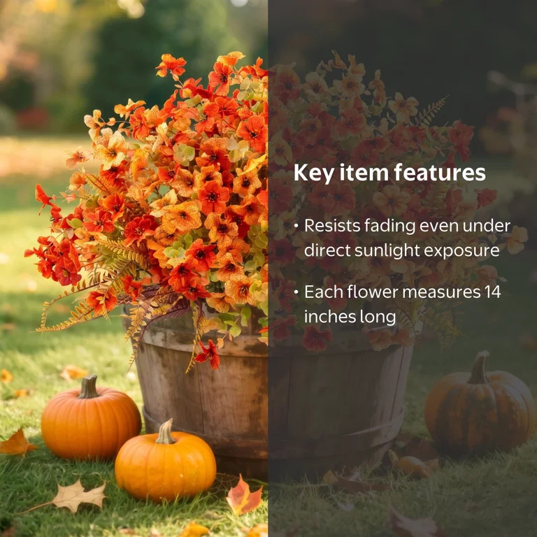 Scidweet Fake Fall Flowers Outdoors, 18 Bundles Autumn Artificial Flowers Faux Silk Plastic Plant... | Walmart (US)