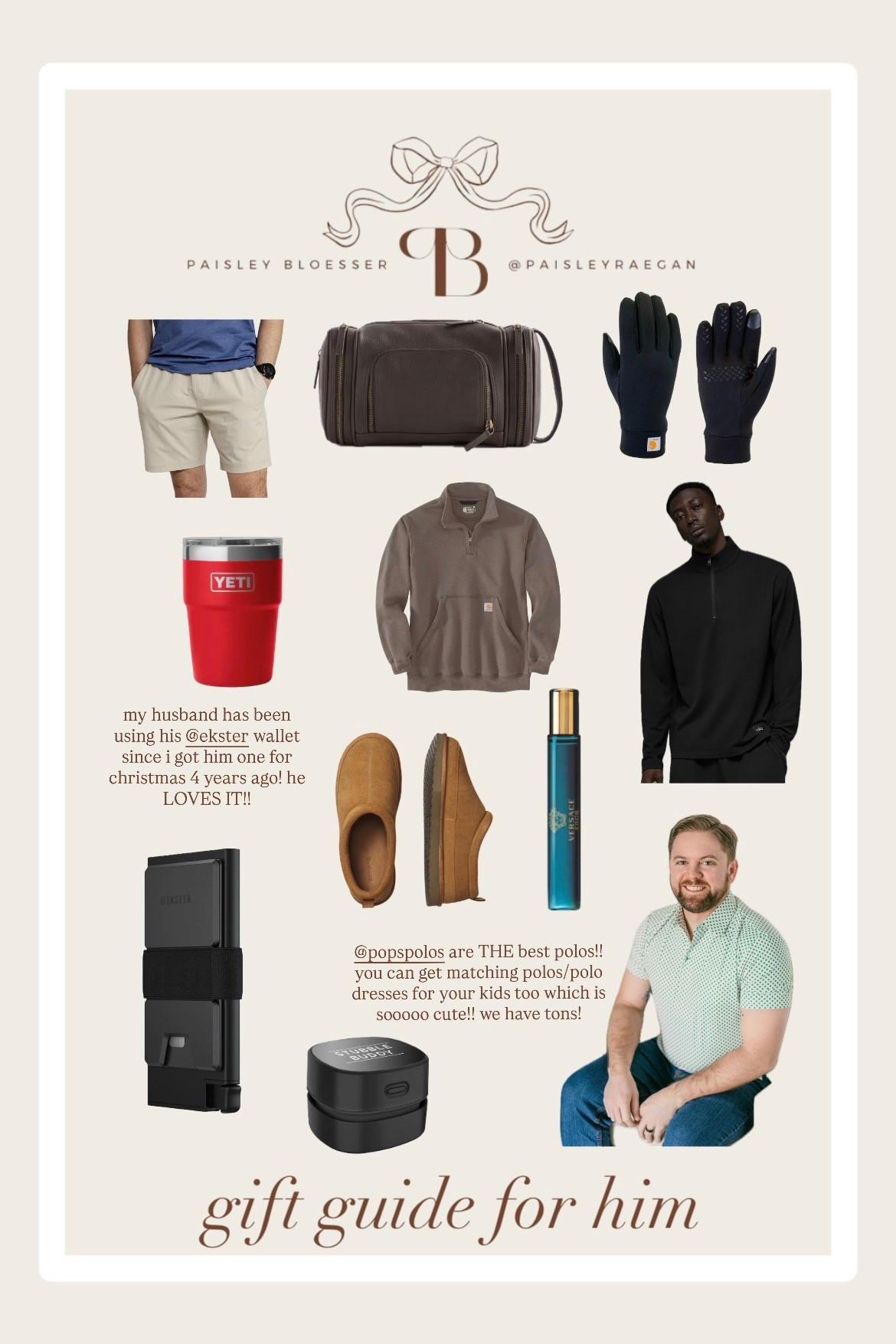 gift guide for him 

pops polos, performance polos, men’s clothes, husband gift ideas, men’s gift ideas, performance polos, carhart, yeti coffee cup, yeti, versace eros, elster wallet, men’s winter gloves, men’s toiletry bab, men’s gifts, husband gifts, alo, men’s alo, men’s quarter zip, men’s slippers, men’s funny gift, men’s shaving accessories, men’s fashion

#LTKHoliday #LTKGiftGuide #LTKMens