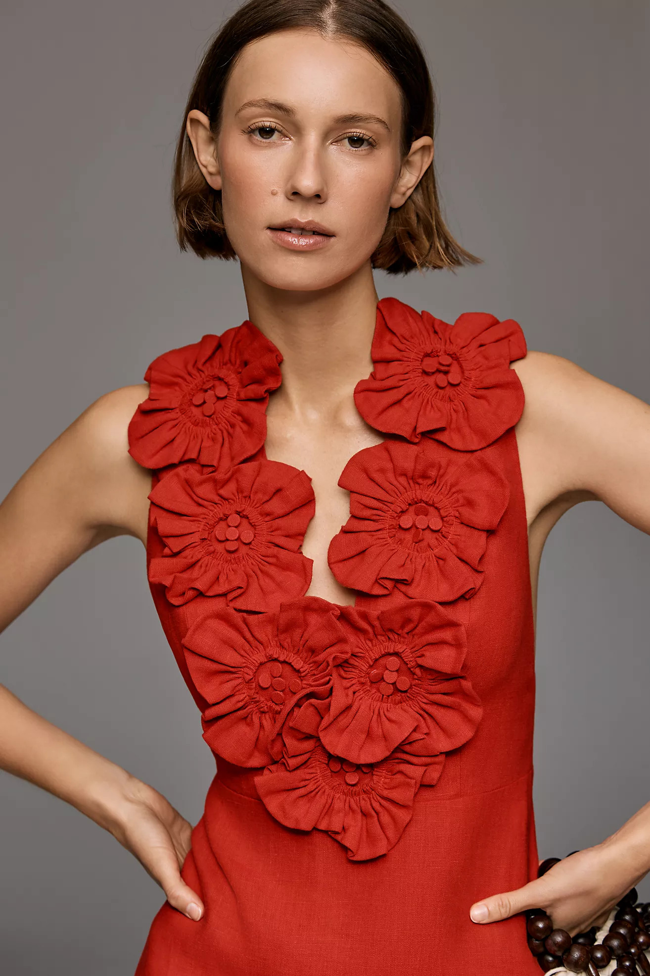 Farm Rio Ruffled Sleeveless Linen Maxi Dress | Anthropologie (US)