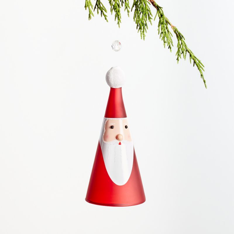 Red Glass Santa Bell Christmas Tree Ornament + Reviews | Crate and Barrel | Crate & Barrel