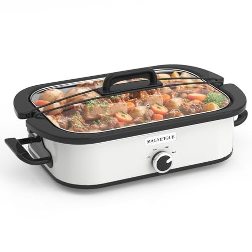 MAGNIFIQUE 4 Quart Casserole Slow Cooker with Ceramic Baking Dish - Perfect Small Kitchen Appliance Crock Pot for Family Dinners, Oven Safe and Durable Bakeware for Lasagna, Roasts | Amazon (US)