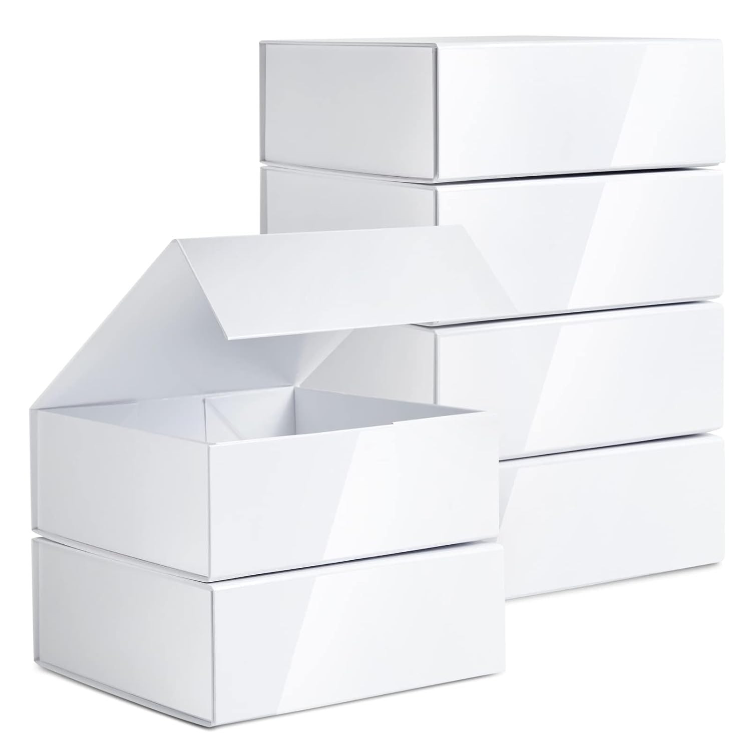 Stockroom Plus 6 Pack Proposal Boxes w/Lid for Groomsmen - Bridesmaid Proposal Boxes - 9.5 x 9.5 x 3.5" Glossy White Magnetic Box for Parties - Bridal Boxes for Bridesmaids | Amazon (US)
