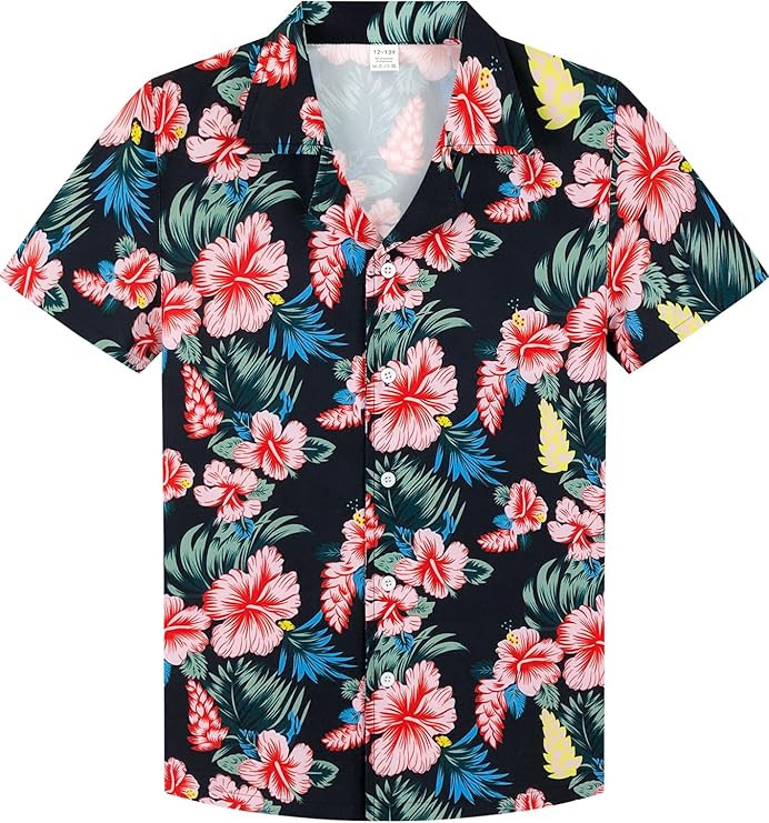Amazon.com: Boys Hawaiian Shirts Novelty 3D Printed Funky Short Sleeve Beach Button Down Shirt Ki... | Amazon (US)